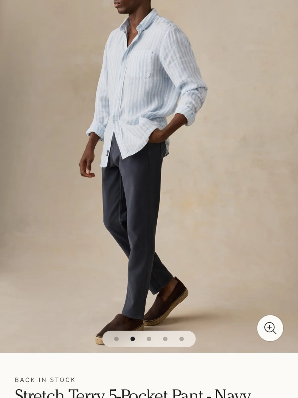 Faherty Stretch Terry 5-Pocket Pants - Navy